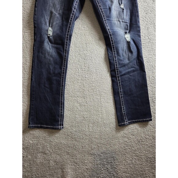Lamasini Jeans Mens 30x30 Measure 28x32 Blue Denim Distressed Embellished Grunge - Picture 4 of 13